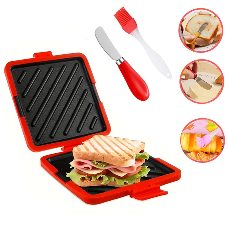 Baking Kitchen Set - 3er-Pack Lebensmittelechter Sandwich-Toaster mit Buttermesser und