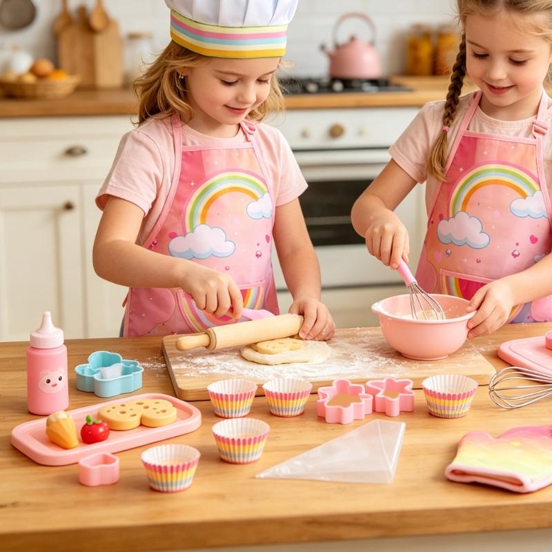 Kitchen Kids Baking Set - Kinder Backschürze Set mit Handschuhen und