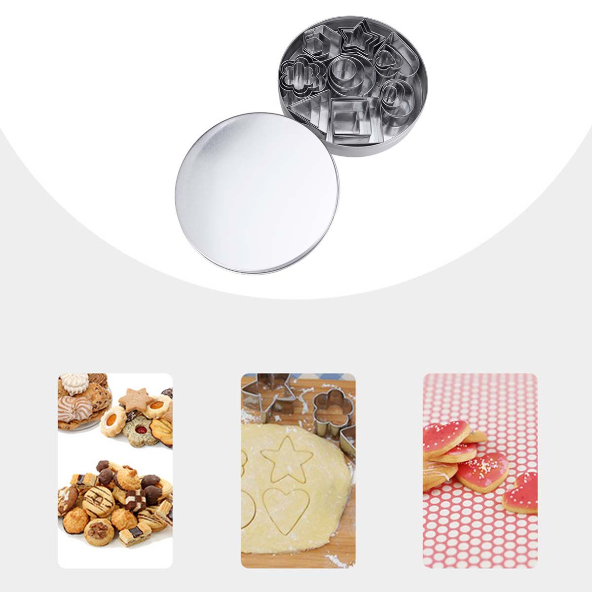 Baking Kitchen Set - Set aus Edelstahl-Ausstechformen, Mini-Geometrische Backformen, Metall-Ausstecher