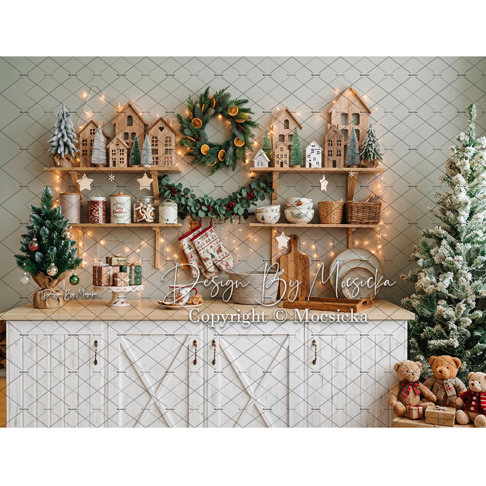 Kitchen Baking Background - Mocsicka Weihnachts-Lebkuchen-Küchen-Hintergrund Fotografie Kinder Backen Keksparty