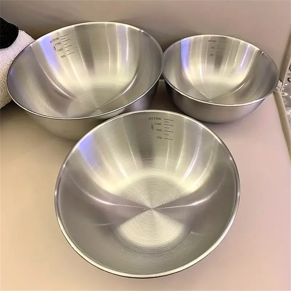 Baking Kitchen Set - 1-3-teiliges Edelstahl-Schüssel-Set mit Skala zum Kochen,