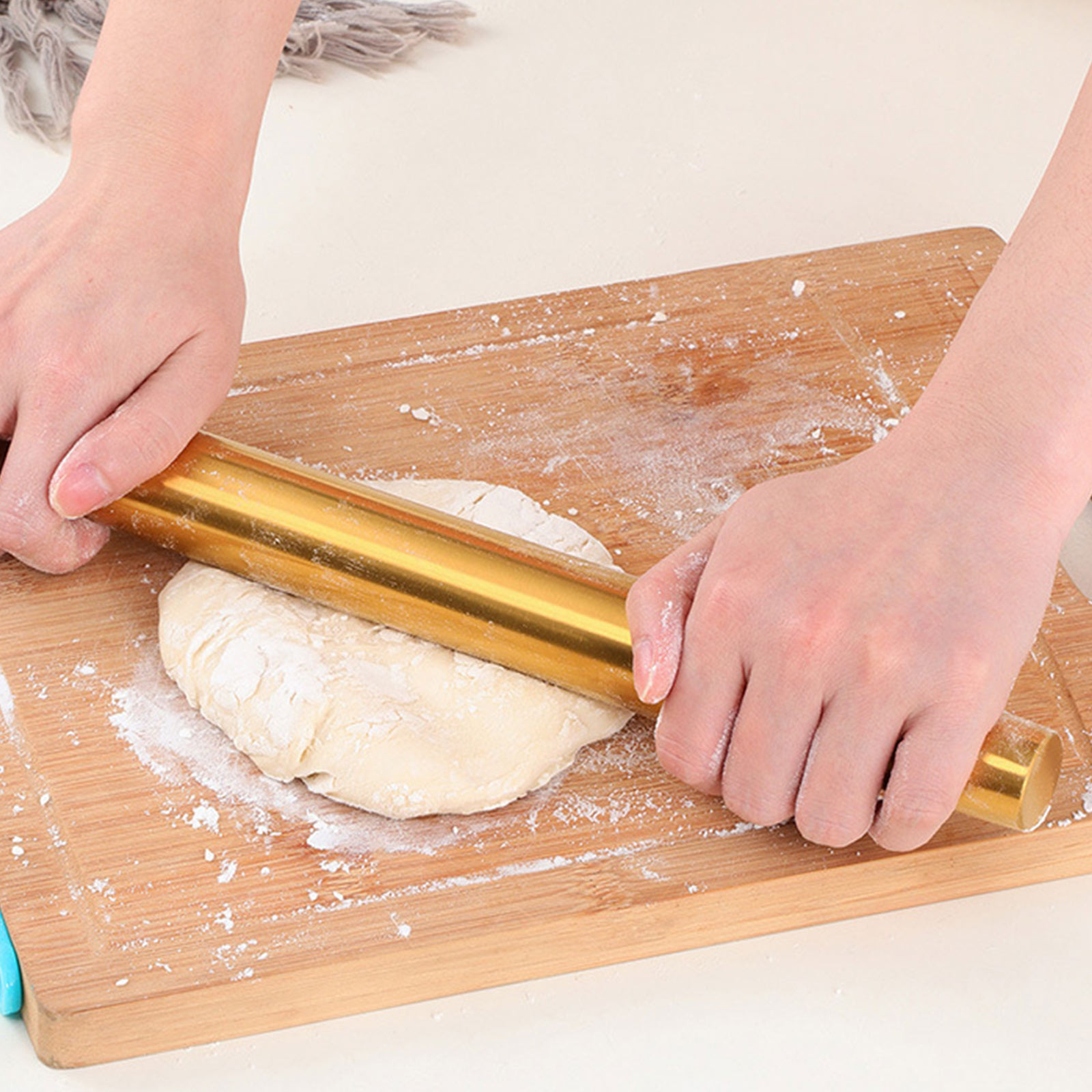 Kitchen Roller Baking - Goldener Teigroller Backwerkzeug für Kekse Edelstahl-Nudelroller