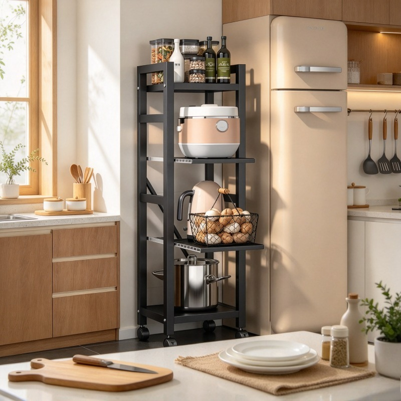 Kitchen Baking Cart - Ausziehbares Küchenregal, Bodenregal für Töpfe, mehrstöckiger